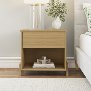1 Drawer Nightstand, Natural Teak
