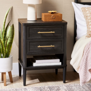 2-Drawer Nightstand, Charcoal Finish